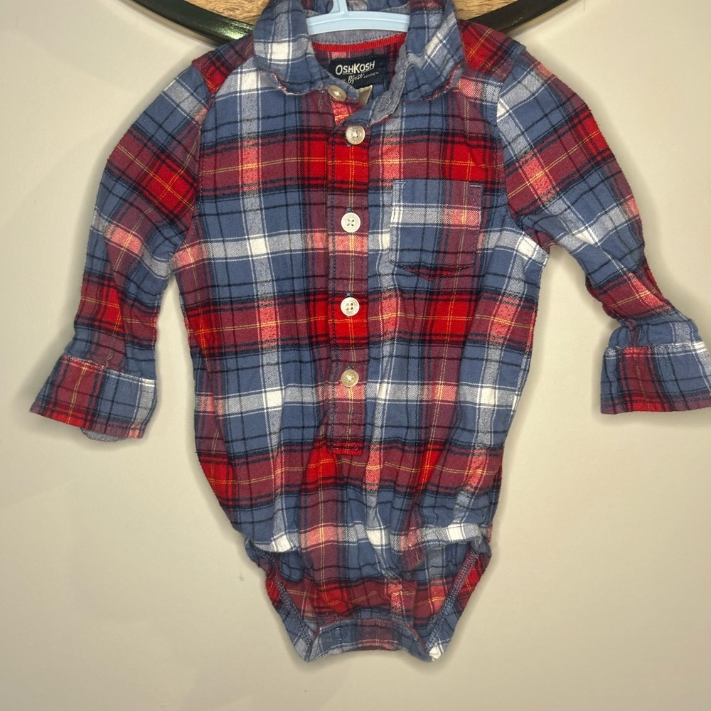 OshKosh B'gosh Red and Blue Plaid Bodysuit